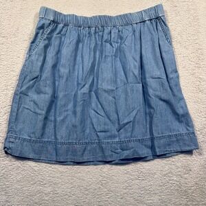 Sonoma Chambray Skirt Women 12 Elastic Waist Blue Jean‎ Skirt  Denim Lightweight